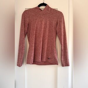 Nike Womens Dri Fit Hooded Running Pullover Top Heathered Marl Red Size XS EUC